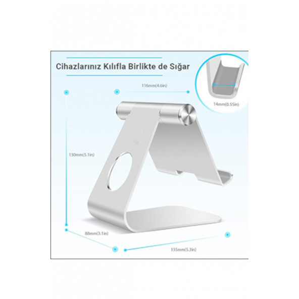 Mühlen T4 Ayarlanabilir Ergonomik Telefon Tablet Standı Silver - Resim 5