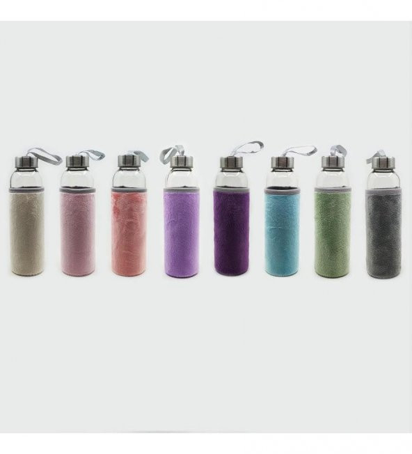 Peluş Kılıflı Cam Su Şişesi 500 ml ürün görseli 1
