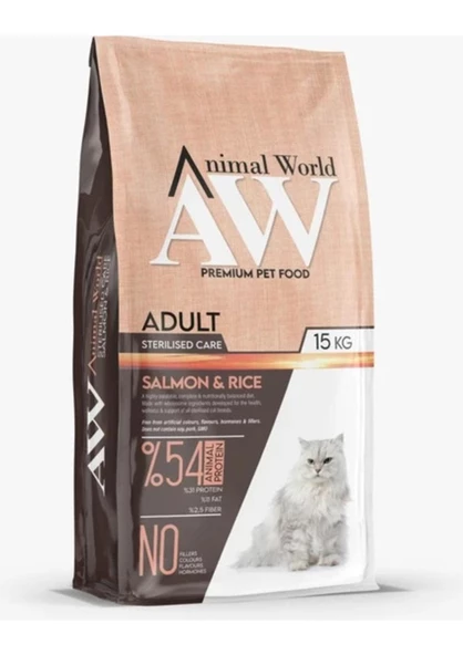 Animal World Sterilised Somonlu&Pirinçli 15 Kg Kısırlaştırılmış Kedi Maması ürün görseli 1
