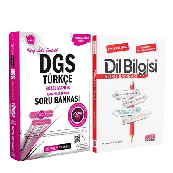 Pegem DGS Türkçe Sözel Mantık ve AKM Dil Bilgisi Soru Bankası Seti 2 Kitap ürün görseli 1