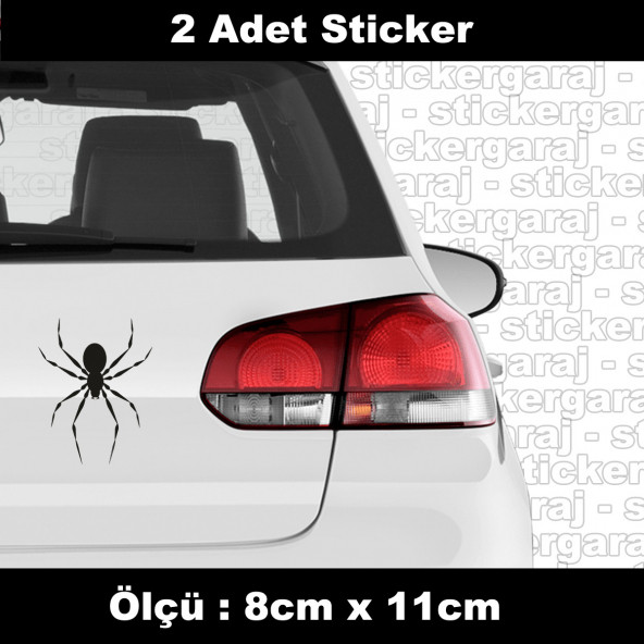 spider zehirli örümcek sticker etiket 2 adet  - araba kask motosiklet laptop tablet pc atv uyumlu sticker 2 adet ürün görseli 1