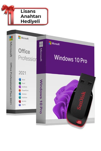 Windows 10 + Office 2021 Pro Plus Kurulum Dosyalı USB Bellek Freedos cihazlar için (Lisans Anahtarı Hediyeli) ürün görseli 1