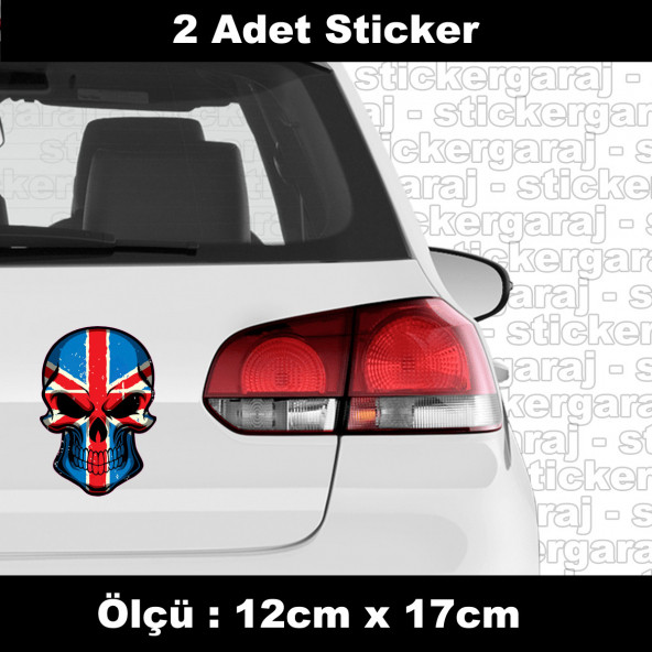 amerika kuru kafa iskelet sticker etiket - 2 adet araba kask motosiklet laptop tablet pc atv uyumlu sticker 2 adet ürün görseli 1