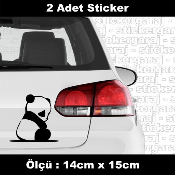 panda ayı yavrusu sevimli hayvan sticker etiket 2 adet  - araba kask motosiklet laptop tablet pc atv uyumlu sticker 2 adet ürün görseli 1