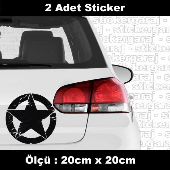 old yıldız star askeri eskitilmiş sticker etiket - 2 adet araba kask motosiklet laptop tablet pc atv uyumlu sticker 2 adet ürün görseli 1