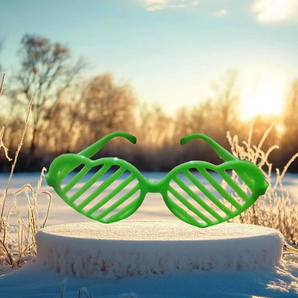 CHRİSTMAS PARTY GLASSES KALPLİ YEŞİL PARTİ GÖZLÜĞÜ YEŞİL PANJUR GÖZLÜK YEŞİL YILBAŞI PARTİ GÖZLÜĞÜ ürün görseli 1