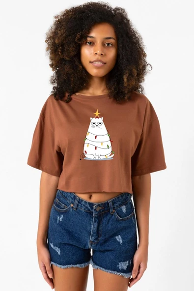 Grumpy Christmas Kahverengi Kadın Crop Tshirt ürün görseli 1