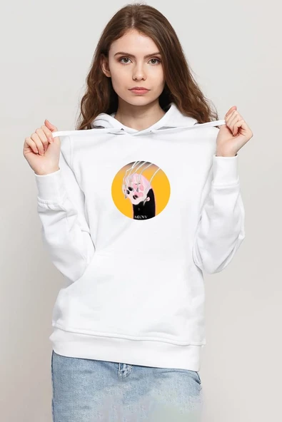 Meovv Meow Beyaz Kadın 3ip Kapşonlu Sweatshirt ürün görseli 1