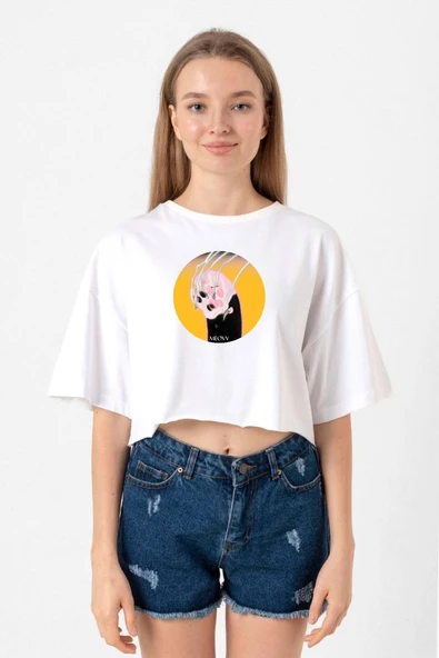 Meovv Meow Beyaz Kadın Crop Tshirt ürün görseli 1