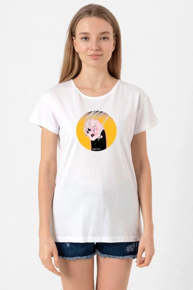 Meovv Meow Beyaz Kadın Bisikletyaka Tshirt ürün görseli 1