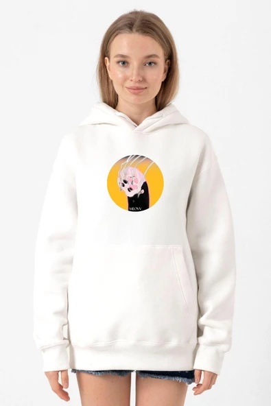 Meovv Meow Beyaz Kadın 3ip Kapşonlu Sweatshirt ürün görseli 1