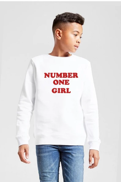 Rose Number One Girl Beyaz Çocuk 2ip Sweatshirt ürün görseli 1