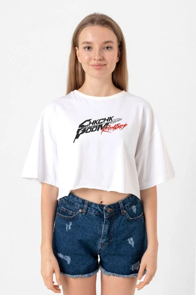 Stray Kids Chk Chk Boom Beyaz Kadın Crop Tshirt ürün görseli 1