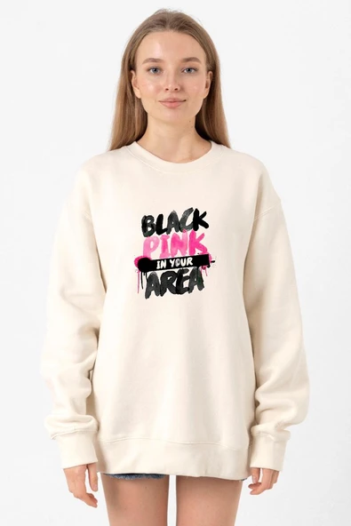 Black Pink In Your Area Ekru Kadın 2ip Sweatshirt ürün görseli 1