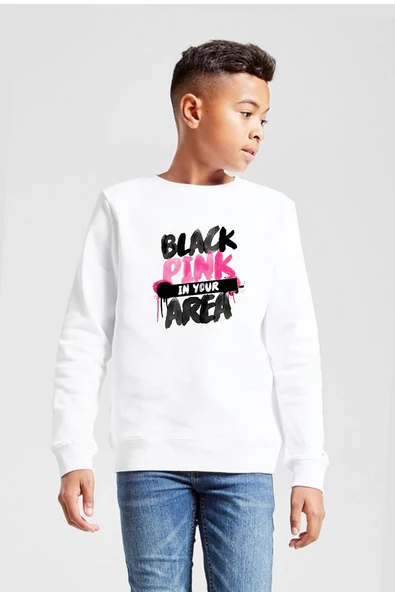Black Pink In Your Area Beyaz Çocuk 2ip Sweatshirt ürün görseli 1