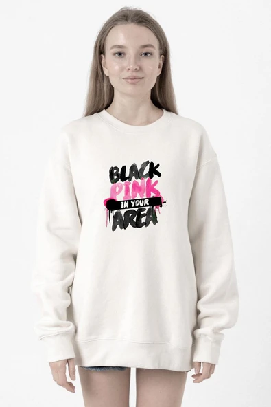 Black Pink In Your Area Beyaz Kadın 2ip Sweatshirt ürün görseli 1