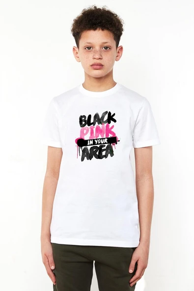 Black Pink In Your Area Beyaz Çocuk Bisikletyaka Tshirt ürün görseli 1
