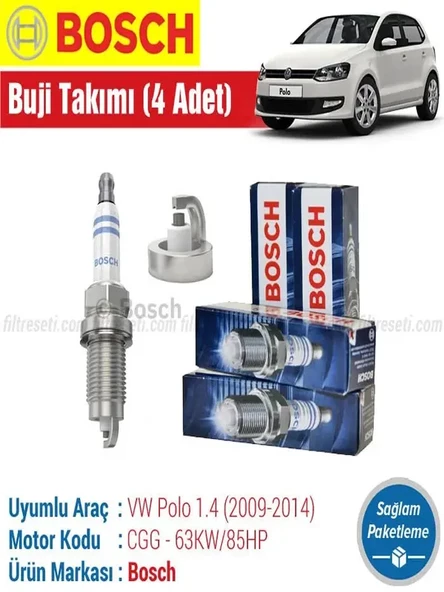 Bosch VW Polo 1.4 Bosch Nikel Buji Takımı 2009 2010 2011 2012 2013 2014 Benzin/Benzin&LPG Motor No:CGG ürün görseli 1
