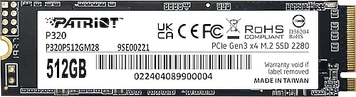PATRIOT  P320 512GB 3000/2200MB/s NVMe M2 SSD Disk P320P512GM28 ürün görseli 1