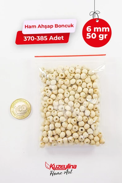 Kuzeylina 6 mm Ahşap Ham Boncuk -  50 gram ürün görseli 1