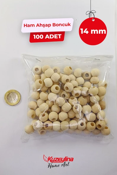 Kuzeylina 14 mm Ahşap Ham Boncuk -  100 Adet ürün görseli 1