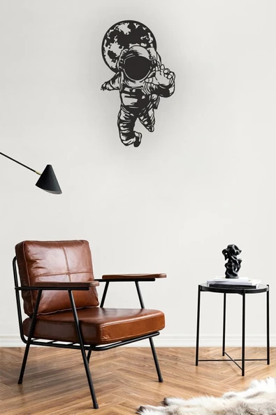 Kuzeylina Astronot ve Uzay Temalı MDF Duvar Dekoru - 45x28 cm, Lazer Kesim ürün görseli 1