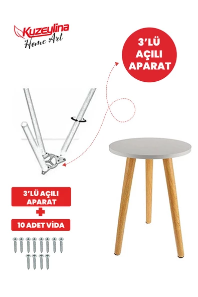 Kuzeylina Zigon Sehpa Çay Sehpası Ahşap Ayak Bağlantı Aparatı Plastik 3'lü Yekpare Açılı Montaj Aparatı - M8 ürün görseli 1