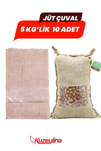 Kuzeylina Jüt Çuval 5 kg'lik- Şeffaf Pencereli 10 Adet ürün görseli 1
