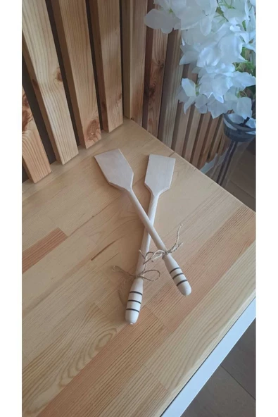 Kuzeylina Ahşap Spatula - El Yapımı Doğal Ağaç (2 Adet ) - 30-32 Cm ürün görseli 1