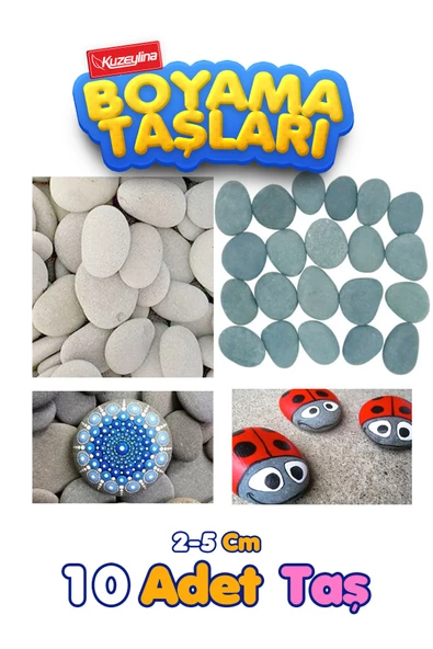 Kuzeylina Doğal Taş Boyama Seti - 2-5 cm Boyutlarında, 10 Adet ürün görseli 1