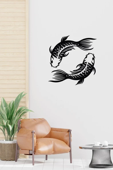 Kuzeylina Koi Balığı Duvar Süsü Tablo - 35x35 cm, Feng Shui Sembolü ürün görseli 1