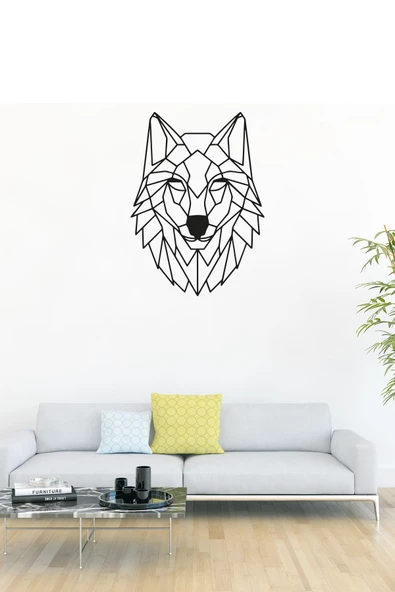 Kuzeylina Geometrik Kurt Figürlü Duvar Dekoru - Ahşap MDF, 50x36 cm ürün görseli 1