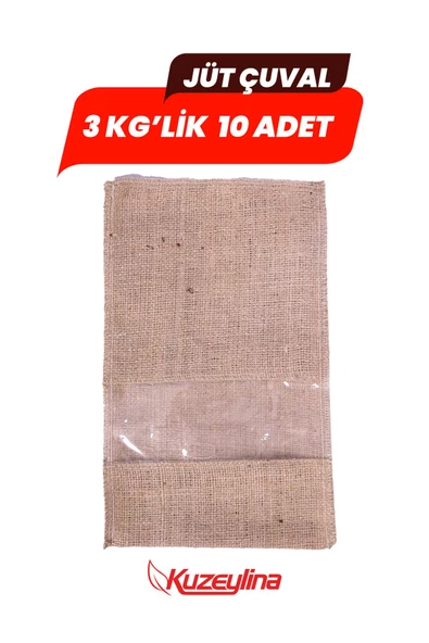 Kuzeylina Jüt Çuval 3 kg'lik- Şeffaf Pencereli 10 Adet ürün görseli 1