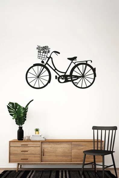 Kuzeylina Çiçekli Bisiklet Tablo - 45x27 cm | MDF Lazer Kesim | Dayanıklı ve Silinebilir ürün görseli 1
