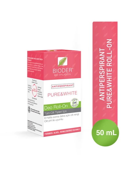 Bioder Pure & White Roll - On 50 ml Antiperspirant Terleme Önleyici - Kol Altı Beyazlatıcı Mucizevi Etki ürün görseli 1