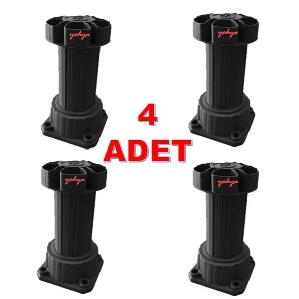Siyah Ayarlanabilir Baza Ayağı 10-15 cm - 4 Adet, Tezgah ve Mobilya Ayağı ürün görseli 1