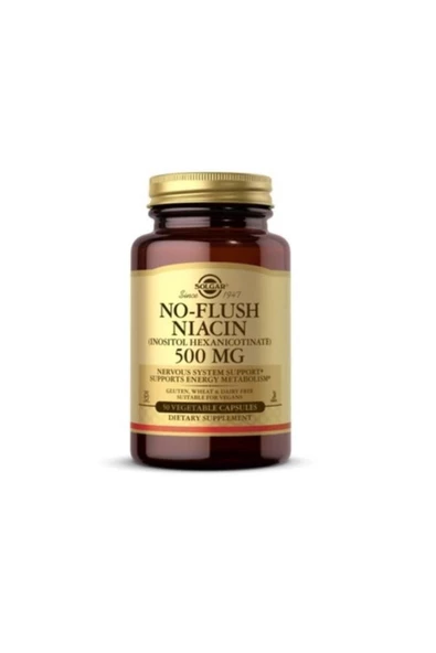 Solgar No Flush Niacin 500 Mg 50 Kapsül ürün görseli 1