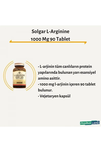 Solgar L-arginine 1000 Mg 90 Tablet - Resim 2