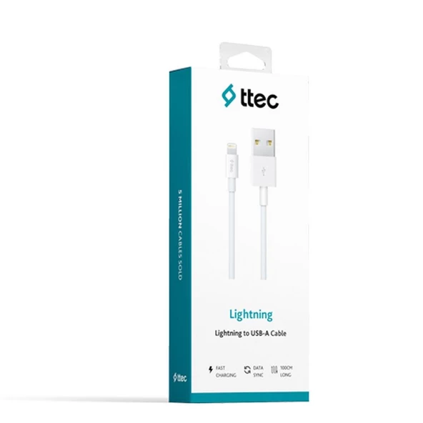 TTEC 2DK7508B LİGHTNİNG USB KABLO BEYAZ ürün görseli 1