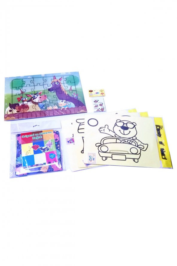 Çocuklar için Aktivite Seti - 6 Parça Puzzle, Kum Boya, Origami Seti ürün görseli 1