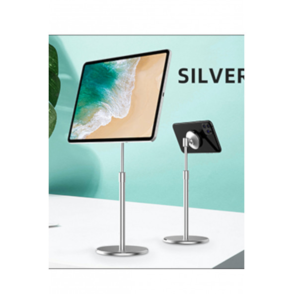 MÜHLEN PH058 Ayarlanabilir Ergonomik Manyetik Telefon Standı Silver ürün görseli 1