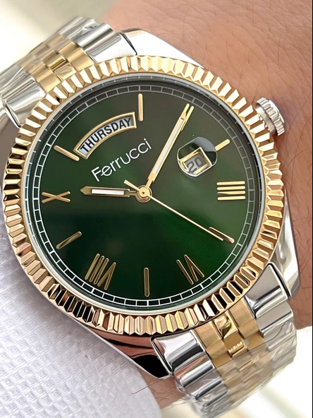 Ferrucci Rolex Model Çelik Kordon Takvimli Kadran 30 Mt Suya Dayanıklı Erkek Kol Saati FEC.13029M04 ürün görseli 1