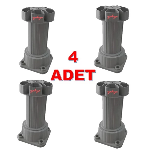 Gri Ayarlanabilir Baza Ayağı 10-15 cm - 4 Adet, Tezgah ve Mobilya Ayağı ürün görseli 1