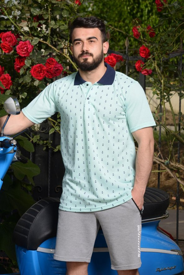 Erkek Turkuaz Normal Kesim Çapa Model Polo Yaka 21EPLYCAPA ürün görseli 1