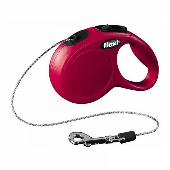 Flexi New Classic İp Otomatik Köpek Gezdirme Tasması Kırmızı S 5 mt ürün görseli 1