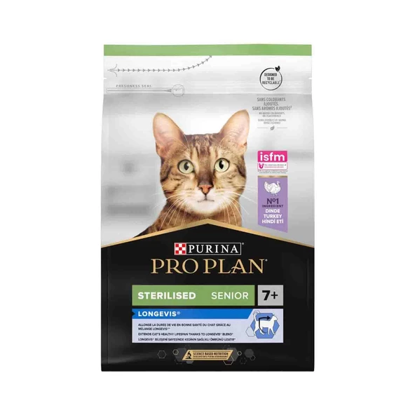 Pro Plan +7 Yaş İçin Hindili Kısırlaştırılmış Yaşlı Kedi Maması 3 kg ürün görseli 1