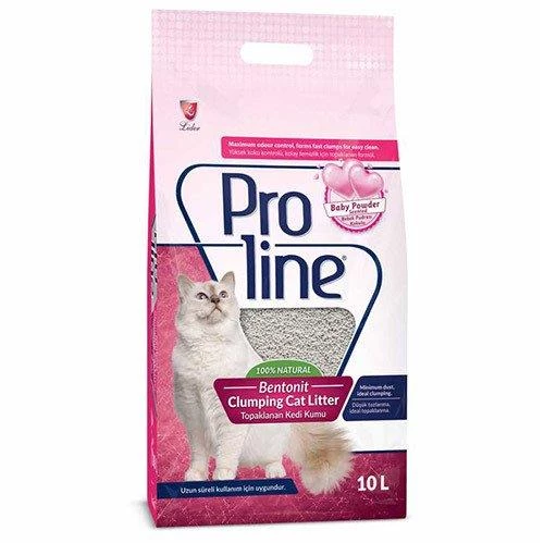 Proline Bebek Pudralı İnce Taneli Topaklanan Bentonit Kedi Kumu 10 lt ürün görseli 1