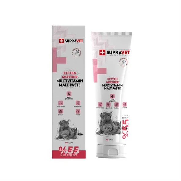 Supravet Kitten & Mother Kalsiyum ve Taurinli Multivitamin Malt Paste 100 gr ürün görseli 1