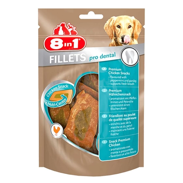 8in1 Fillets Pro Dental Tavuklu Köpek Ödül Maması S 80 gr ürün görseli 1