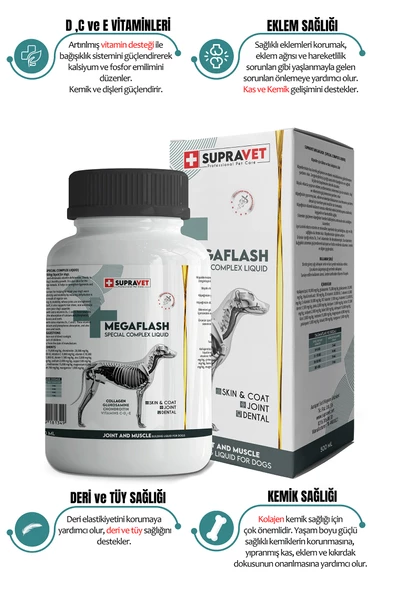Supravet Köpekler İçin Eklem ve Kas Geliştirici Likit MEGAFLASH + XXL 500 ml (Special Complex Liquid) ürün görseli 1